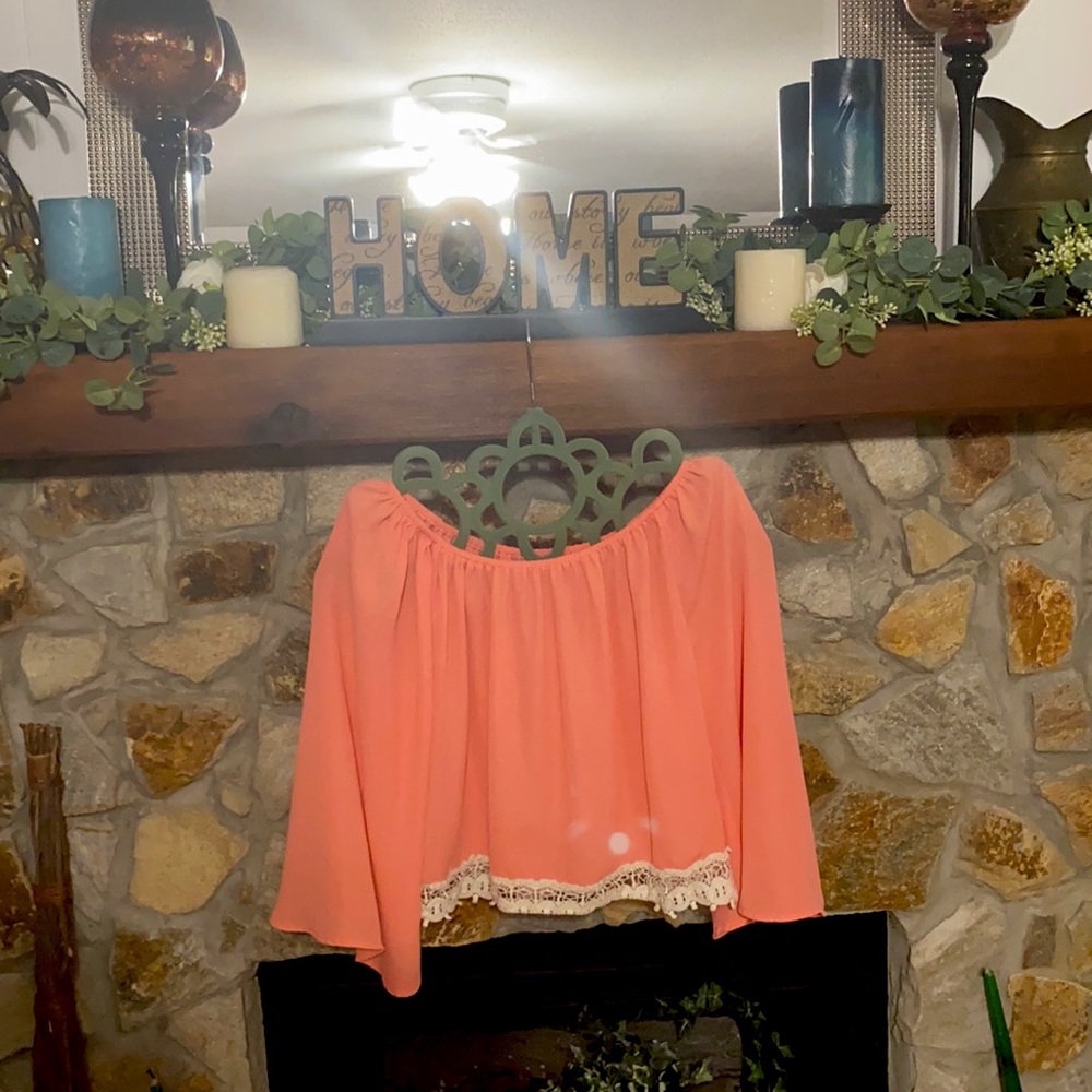 Off the shoulder coral crop top